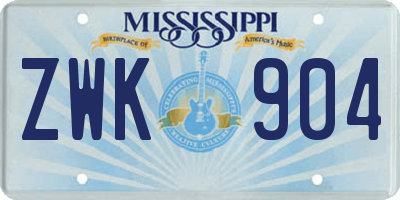 MS license plate ZWK904