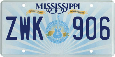 MS license plate ZWK906