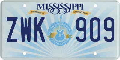 MS license plate ZWK909