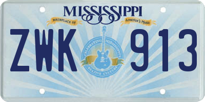 MS license plate ZWK913