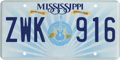 MS license plate ZWK916