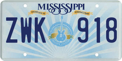 MS license plate ZWK918