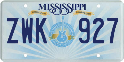 MS license plate ZWK927