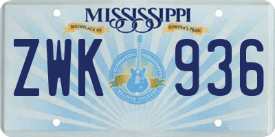 MS license plate ZWK936