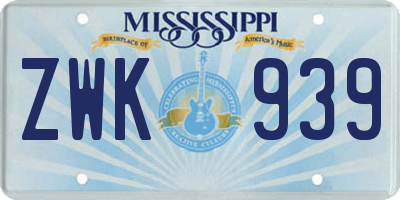 MS license plate ZWK939