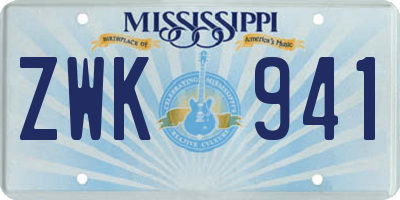 MS license plate ZWK941