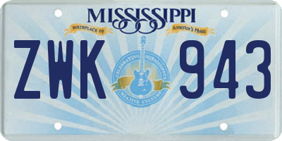 MS license plate ZWK943