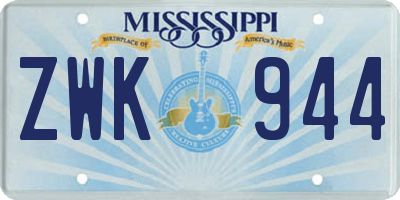 MS license plate ZWK944