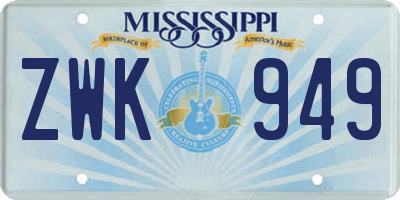 MS license plate ZWK949