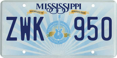 MS license plate ZWK950
