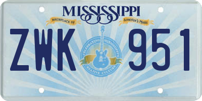 MS license plate ZWK951