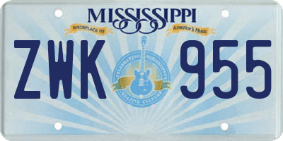 MS license plate ZWK955