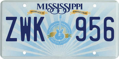 MS license plate ZWK956