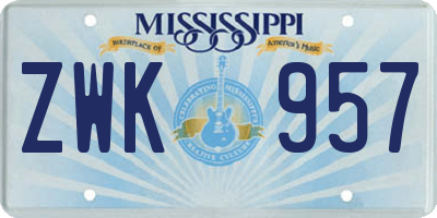 MS license plate ZWK957