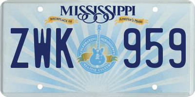 MS license plate ZWK959