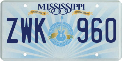 MS license plate ZWK960