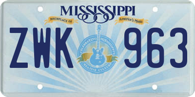 MS license plate ZWK963