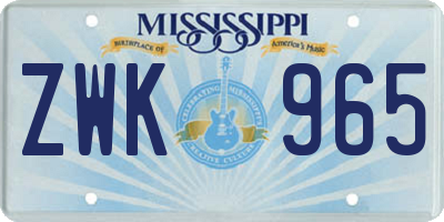 MS license plate ZWK965