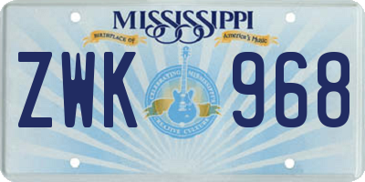 MS license plate ZWK968