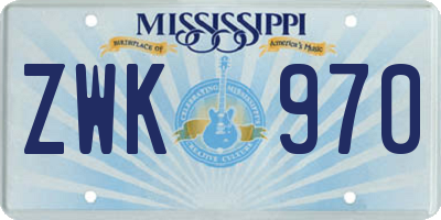 MS license plate ZWK970