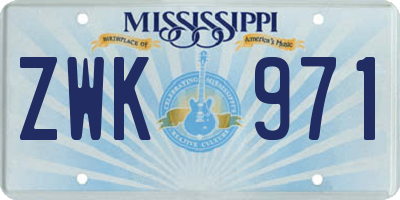 MS license plate ZWK971
