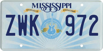 MS license plate ZWK972