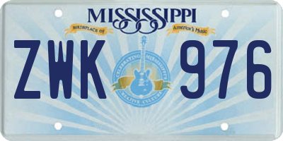 MS license plate ZWK976