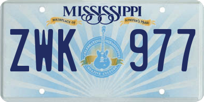 MS license plate ZWK977