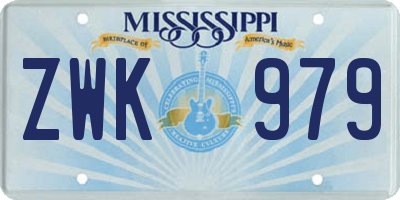 MS license plate ZWK979