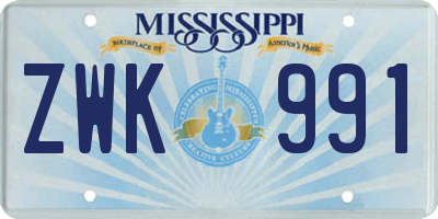 MS license plate ZWK991