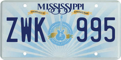 MS license plate ZWK995