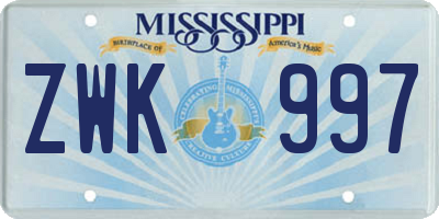 MS license plate ZWK997