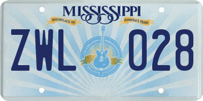 MS license plate ZWL028