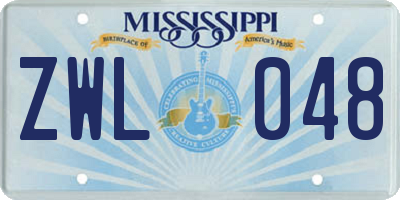 MS license plate ZWL048