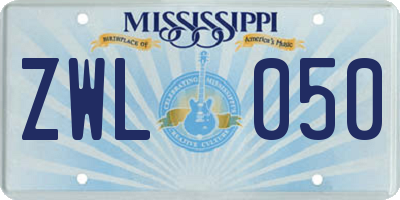 MS license plate ZWL050