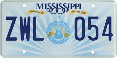 MS license plate ZWL054
