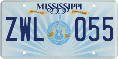 MS license plate ZWL055