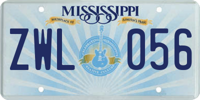 MS license plate ZWL056