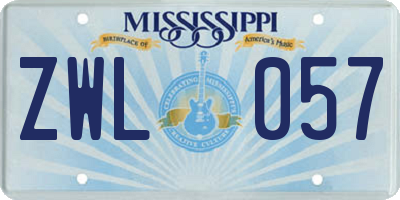 MS license plate ZWL057
