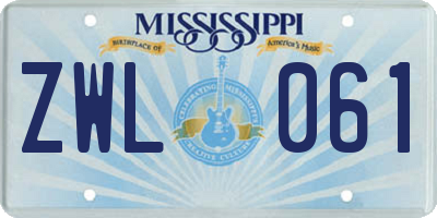 MS license plate ZWL061
