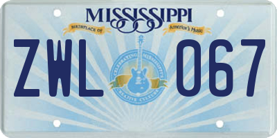 MS license plate ZWL067