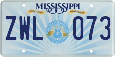 MS license plate ZWL073