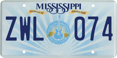 MS license plate ZWL074