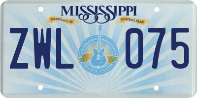 MS license plate ZWL075