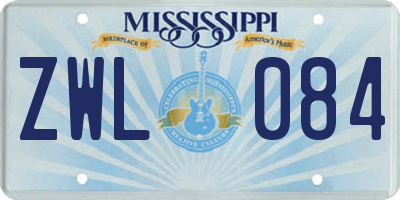 MS license plate ZWL084