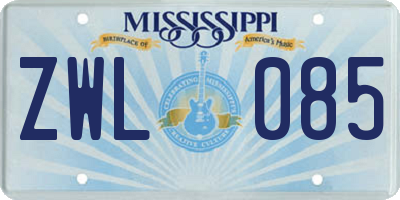 MS license plate ZWL085