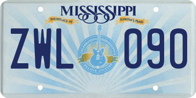 MS license plate ZWL090