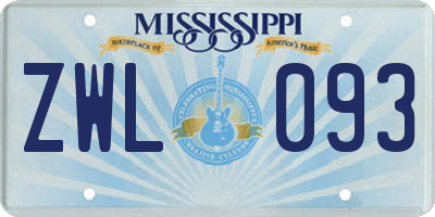 MS license plate ZWL093