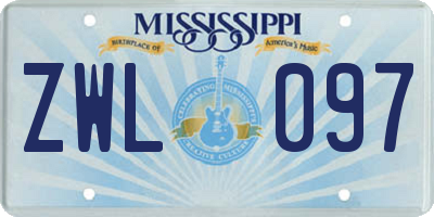 MS license plate ZWL097