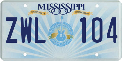 MS license plate ZWL104